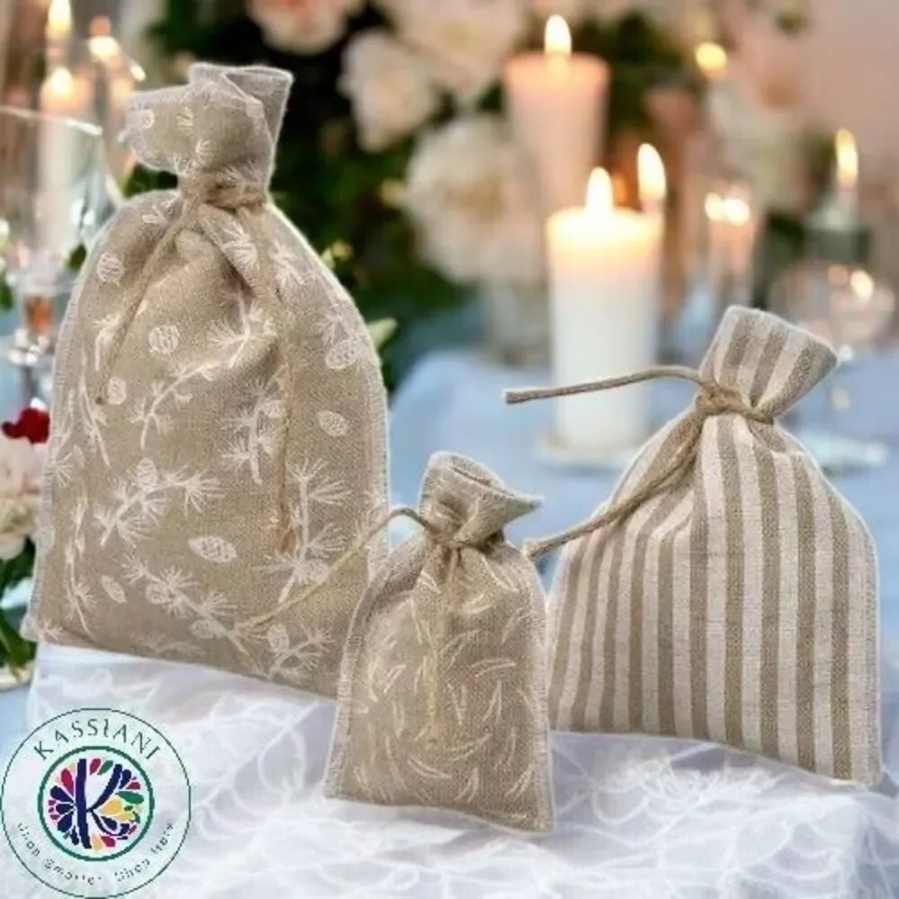 IKEA VINTERFINT Gift Bag Wrapping Jewelry Mixed‎ Patterns/Natural Jute - 2 Pack